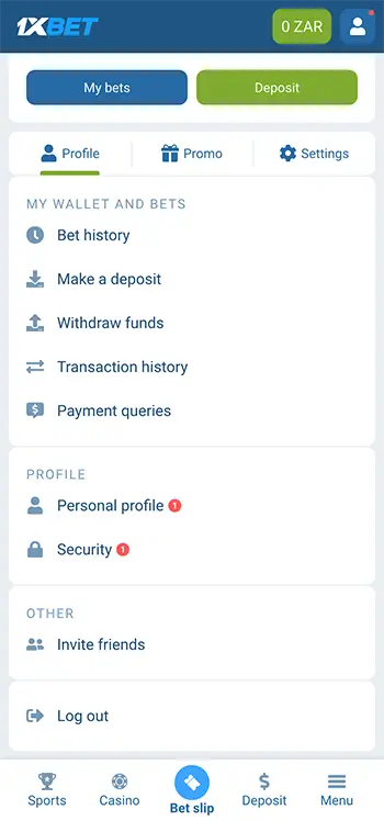 Access the withdrawal section in 1xBet