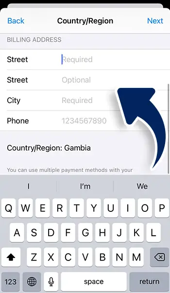 Step 5 - Enter any local address for selected country