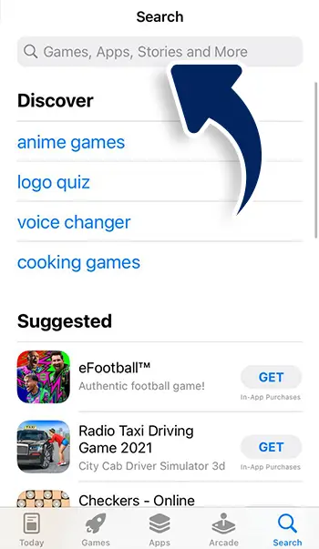 Step 7 - Tap Search icon in App Store