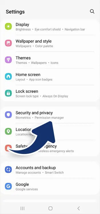 Tap on security or apps & notifications